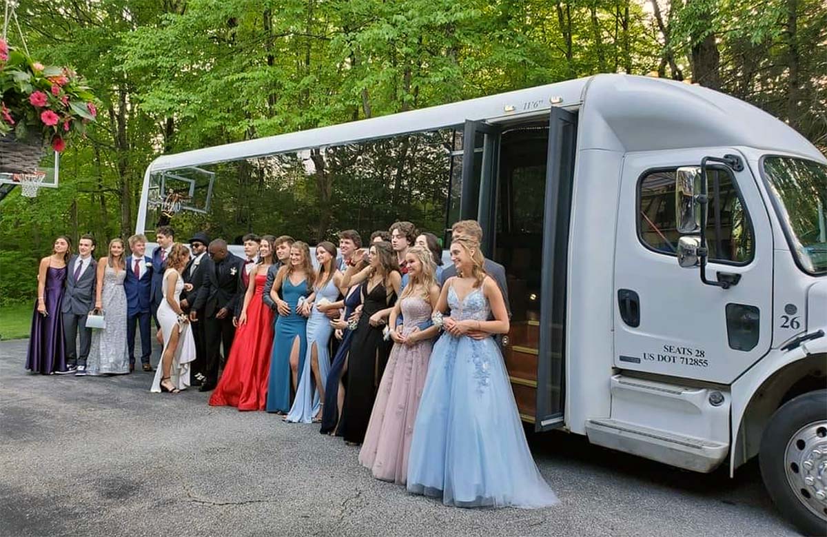 Prom night with a party bus