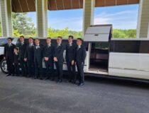 the groomsmen and the limo